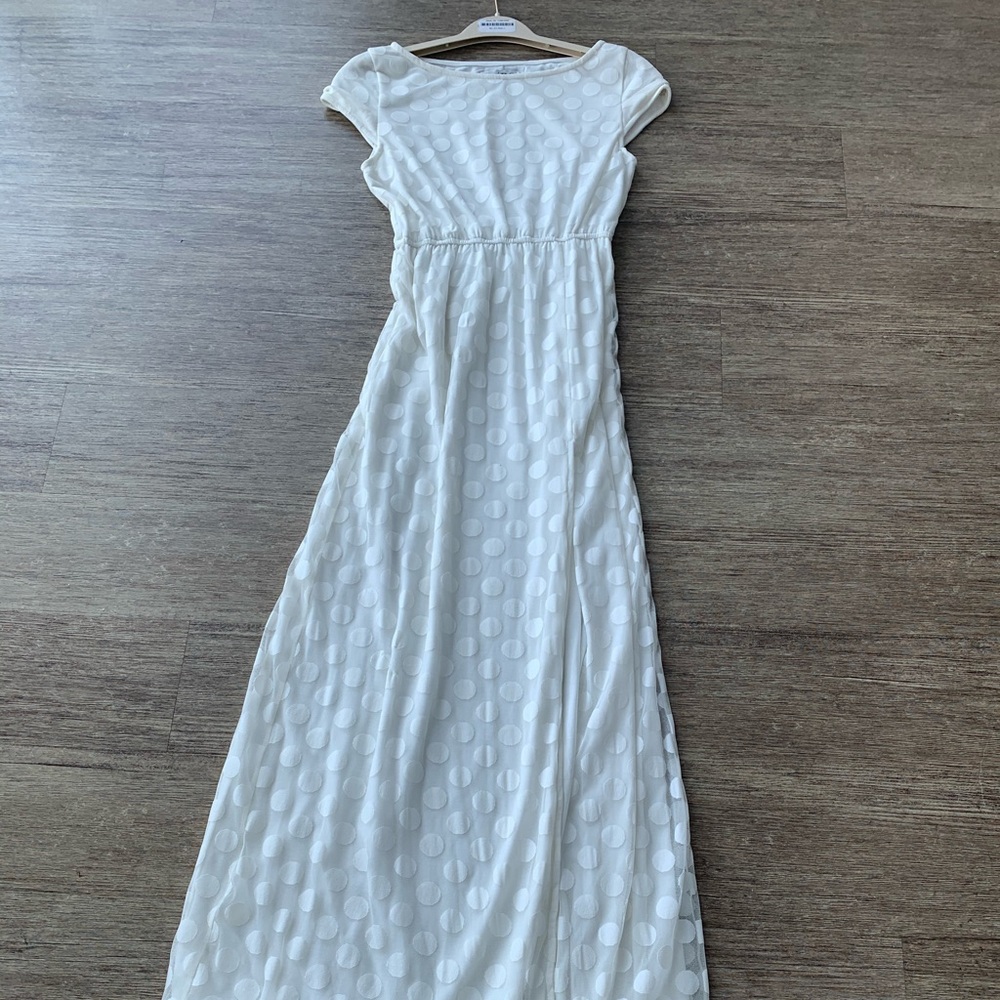 White polka dot maxi dress